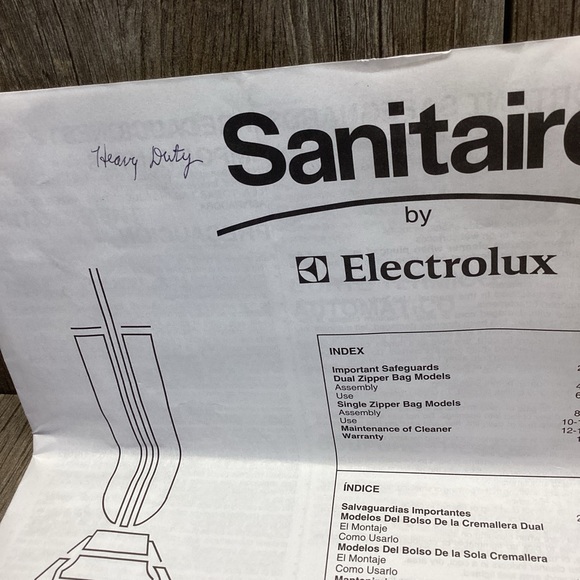 Electrolux Sanitaire System Professional Heavy Duty Upright Vacuum Owners Guide - Picture 2 of 7